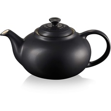 Le Creuset Klassische Teekanne aus Steinzeug, 1,3 Liter, für 3–4 Tassen, Schwarz Matt, 70702130000000