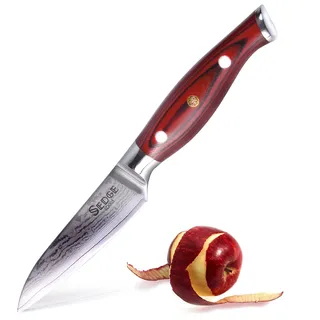 SEDGE Gemüsemesser - Professionelle Küchenmesser 67 Schichten Damaststahl & Japanischer VG-10 & Ergonomischer Griff, 10.40cm (SD005)