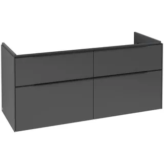 Villeroy & Boch Subway 3.0 Waschbeckenunterschrank, 4 Auszüge, Waschbecken mittig, 1272x576x478mm, C60201VR, Farbe: Front/Korpus: Graphite, Griff: Volcano Black