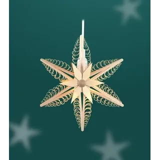 Fensterschmuck Spanstern doppelt Beleuchtet Mitte Mit Holzstern 24x24x8cm NEU