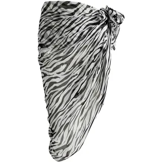 CHIC DIARY Chiffon Strandschal Wickelrock Sommer Damen Sexy Bikini Cover Up Sarong Pareo Strandtuch Zebra Muster Wickeltuch