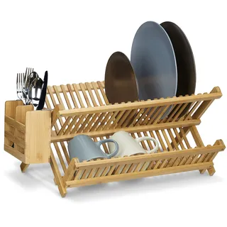 Relaxdays Abtropfgestell CROSS 24 x 46 x 28 cm Farbe Natur