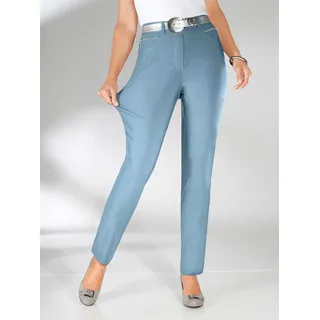 Stretch-Hose STEHMANN, Damen, Gr. 20, Kurzgrößen, blau (bleu), 72% Viskose, 25% Polyamid, 3% Elasthan, unifarben, lang, Hosen Stretch-Hose