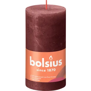 Bolsius Rustiko Shine Stumpenkerze 13 cm rot