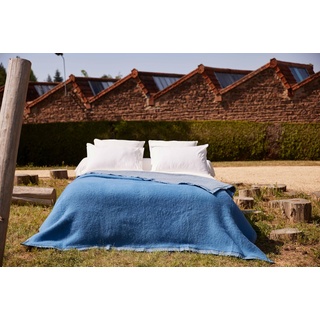 Toison d'or Volta Woolmark Wolldecke, 180 x 240 cm, azurblau