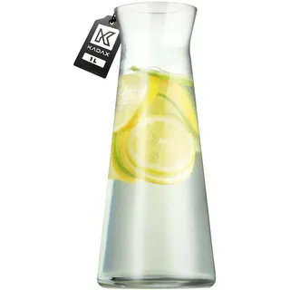 KADAX Glaskaraffe, Wasserkaraffe aus robustem Glas, Spülmaschinenfeste Getränkekaraffe, Bleifreier Wasserkrug, Karaffe für Wasser, Saft, Limonade, Milch (1L,) ... B0CHMQ2KP3