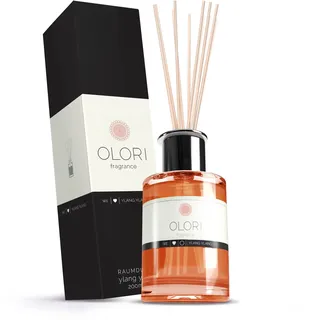 Duftöl Ylang Ylang - Diffuser mit Stäbchen - Raumduft mit ätherischen Ölen erfrischend, süß, blumig - 100% natürliche & Reine Raumdüfte - Raumlufterfrischer mit Duftstäbchen (Glas 200 ml)