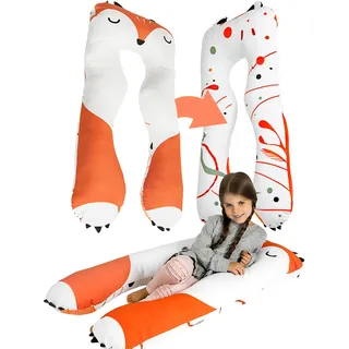 MKS Kinderkissen für Bett Schlafen 60x120cm | Seitenschläferkissen Kinder | Anti-Stress Kinderkopfkissen | Komfortkissen Kinder zur Stressbewältigung | Kissen kuschelkissen (Fuchs)