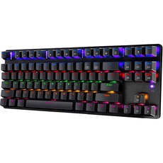 LexonElec Mechanische Gaming-Tastatur Compact 87 Tasten Volle Anti-Ghosting-Funktion Mechanische Computertastatur 24 Modi Von hinten beleuchtete USB-Kabel Blau-Äquivalent-Schalter für PC