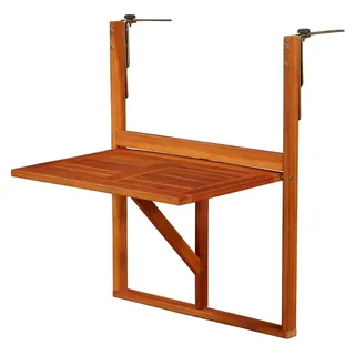Hängender Balkontisch, Gartentisch, Grilltisch, Balkon Tisch, Balkongeländer, Beistelltisch Balkon, Bistrotisch Outdoor, Outdoor Tisch Klein, 64,5x44x80 cm Massivholz Akazie