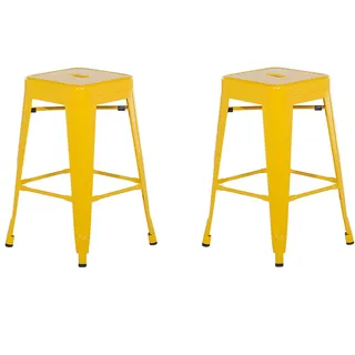 Beliani Trendy Barhocker 2er Set Gelb Metall 60 cm Industriell - Gelb