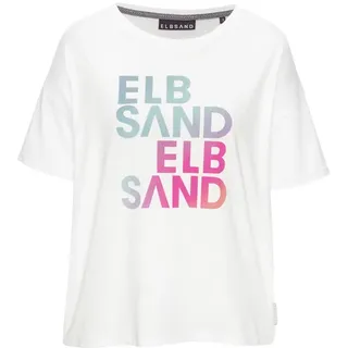 ELBSAND T-Shirt mit Logodruck, weiß,