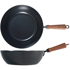 H&h wok in acciaio al carbonio cm30