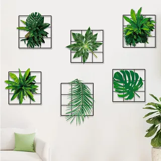 Prmape 6 Stück Wandtattoo Grünen Pflanzen Simulation Hängende Pflanzen Wandsticker 3D Grünen Pflanzen Wandaufkleber Immergrüne Blätter Pflanzen Wandaufkleber Schlafzimmer Wohnzimmer Büro Wanddeko