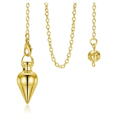 CrystalTears Pendel esoterik Tropfen Anhänger mit Kette Golden Pendulum aus Kupfer Spirituell Radiästhesie Wünschelrute für Divination Reiki Heilung Meditation