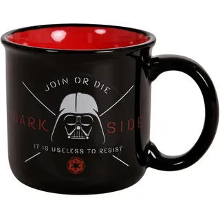 Elbenwald Star Wars Tasse mit Darth Vader Logo und Schriftzug Motiv 400 ml Keramik Schwarz Rot