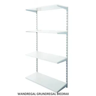 Biedrax Wandregal - Grundregal 30 x 80 x 150 cm, Farbe silber - 4 Fachboden grau