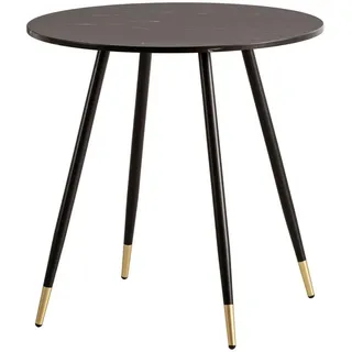 Livetastic Esstisch , Schwarz , Holzwerkstoff , Marmoroptik , rund , konisch , 75x76x75 cm , Esszimmer, Esstische, Esstische rund