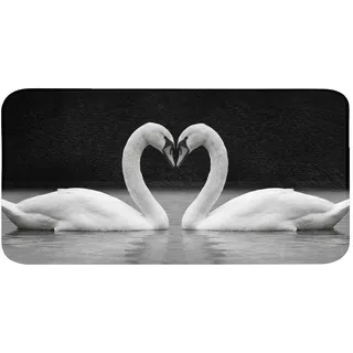 OnlyWow Badematte Schwäne - Herz - Schwarz - Weiß Badezimmerteppich 120x60 cm , Textil , Füllung: Polyurethan (Pur) , Rechteckig , 120x60 cm , Heimtextilien, Badtextilien, Badematten