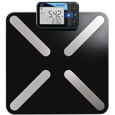 Veroval Personenwaage, Ermittlung von Gewicht, BMI, Körperfettanteil, Muskelanteil, Kalorienbedarf, Idealgewicht, abnehmbares Display, mit Software