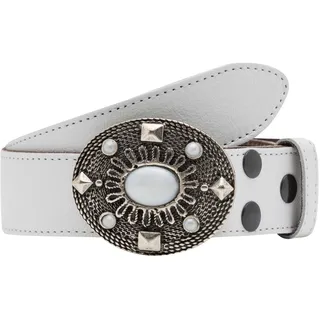 Rettungsring Gürtel Ledergürtel mit austauschbarer Schließe »Welle Oval Mit Strass Weiß« ́ ́, weiß