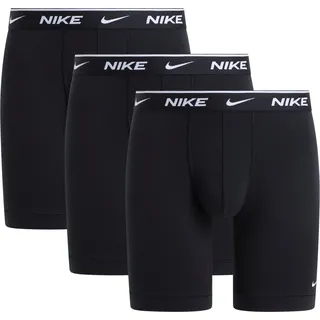 Boxer NIKE UNDERWEAR "BOXER BRIEF LONG 3PK", Herren, Gr. M, 3 Stk., schwarz (schwarz, schwarz, schwarz), Jersey, Obermaterial: 95% Baumwolle, 5% Elasthan, körpernah, Unterhosen Boxer, mit Logo-Elastikbund