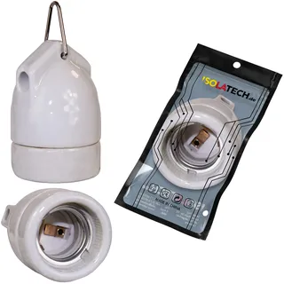 ISOLATECH 1Stk E27 Keramik Hängefassung mit Metallöse LED Energiesparlampen (max.250V/4A) Leuchtmittel für Home Decke Halterung Badezimmer Installation Küche Kühlschrank einbauen hitzebeständig