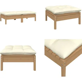 vidaXL Gartensofa 2 Sitzer mit Creme Kissen Massivholz Kiefer - 2-Sitzer Gartensofa - 2-Sitzer Gartensofas - Gartensofa - Outdoor Sofa - Braun