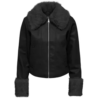 ONLY Lederimitatjacke "ONLBAZ FAUX LEATHER FUR JACKET CC OTW" Lederimitat, schwarz
