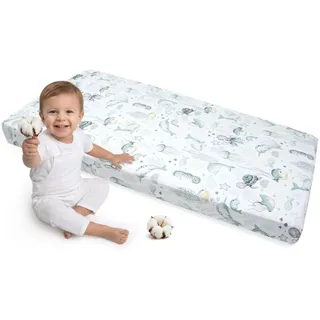 Medi Partners Spannbettlaken 60x120 Baby Bettlaken Kinderbett Spannbetttuch 100% Baumwolle - Fitted Kinder Sheet Bettwäsche Babymatratze Schlafsack Babybett (Ozean)