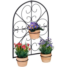 Relaxdays Blumentopfhalter, für 3 Blumentöpfe Ø 11,5 cm, Wand Topfhalter, Metall, Retro Blumentopfhalterung, schwarz