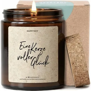 Eine Kerze voller Glück - Duftkerze mit Spruch als liebevolles Geschenk für Freundin, Mama, Schwester, kleine Aufmerksamkeit mit blumigem Duft, Kerze im Glas