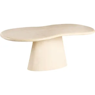 BELIANI Gartentisch Beige MgO Asymmetrisch 200 x 110 cm mit Standfuß Modernes Design Indoor & Outdoor Esstisch für 8 Personen - Beige