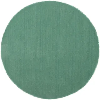 carpetfine Gabbeh Lola Uni Wollteppich Ø 60 cm blau/türkis