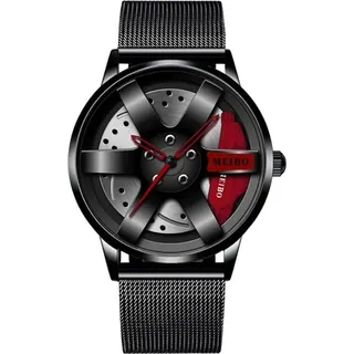 Meibo Top Herrenuhr - Elegante Schwarz/Rote Armbanduhr für jeden Anlass KP25990 - Schwarz, Rot
