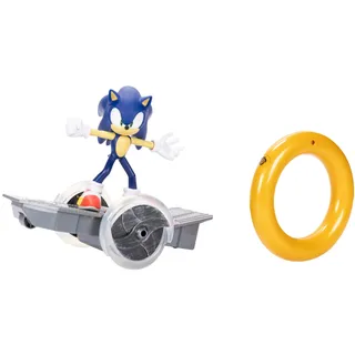 Sonic The Hedgehog Speed RC-Fahrzeug, inkl. 15 cm große bewegliche Figur, RC-Skateboard und Golden Ring-Controller