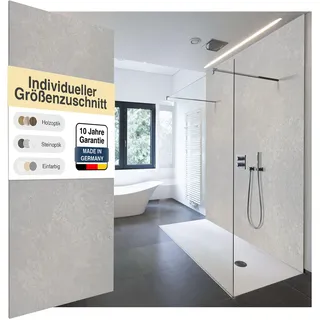 WALLando Premium Duschrückwand, individueller Größenzuschnitt | Einfach zu montierende Wandverkleidung für Dusche & Bad – Hochwertige PVC-Duschwand, einfarbig & seidenmatt – Stein grau hell