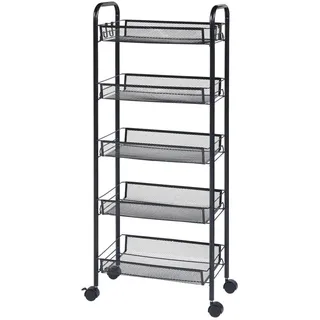 [en.casa] Rollwagen Tromsø mit 5 Ebenen 103x44x26cm Schwarz