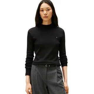 Tommy Hilfiger Damen Langarmshirt Slim Cody Mock-Neck, Schwarz (Black), XXL - XXL