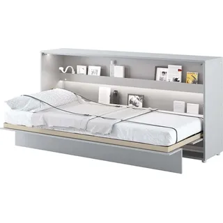 Furniture24 Schrankbett Bed Concept, Wandklappbett mit Lattenrost, V-Bett, Wandbett Bettschrank Schrank mit integriertem Klappbett Funktionsbett BC-06, 90 x 200 cm, Grau/Grau, Horizontal - Grau