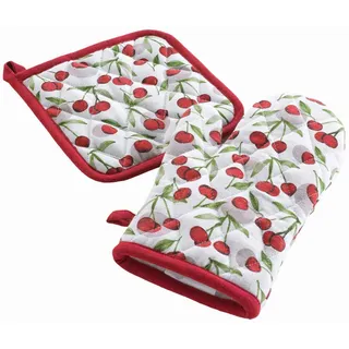 Douceur d ́intérieur Küchenhandschuh UND Untersetzer Ruby 18/28 cm , Textil , 28x20 cm , Heimtextilien, Geschirrtücher & Schürzen, Topflappen & Kochhandschuhe