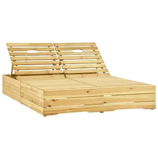 vidaXL Doppel-Sonnenliege mit Taupe Auflagen Kiefer Imprägniert - Taupe