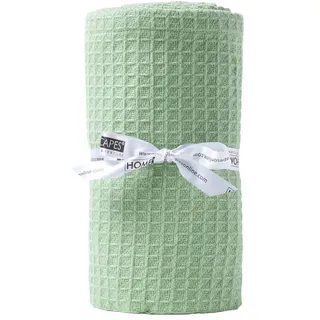 Homescapes Babydecke Waffelpiqué 125/150 cm, Bio-Baumwolle , Grün , Textil , Uni , Rechteckig , 125x150 cm , Oeko-Tex® , Schlafen, Babybettausstattung, Babydecken & Babykissen, Babydecken