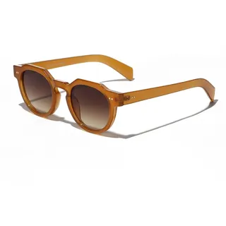 EJDHA Runde Vintage-Sonnenbrille, Unisex, Vintage-Design, dickes Rahmendesign, UV-Schutz (Brauner Farbverlauf)