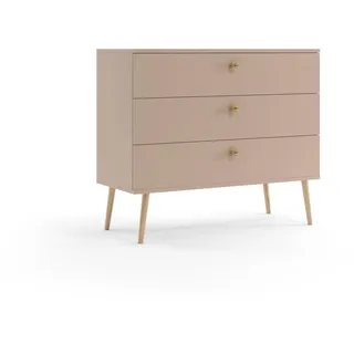 Kommode 100 cm Macchiato mit Schubladen Holzbeine Boho Skandi Sideboard modern - Braun