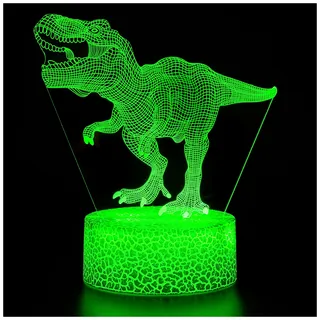 ZNZ 3D Lampe, LED Illusion Nachtlicht, 16 Farbwechsel 4 Models mit Remote & Smart Touch Stimmungslichter, Nachttischlampe Dinosaurier Geschenke für Männer Mädchen Jungen Kinder