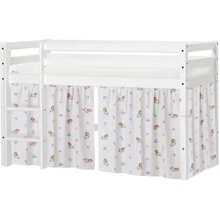 Hoppekids Spielbett »ECO Dream, Hochbett, umbaubar in Einzelbett« Massivholzbett mit Meerjungfrau-Vorhang, Matratze & 2 Größen wählbar, beige