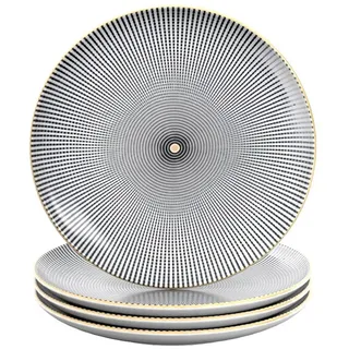 Intirilife Teller Muster Endlos - Schwarz Weiß - Durchmesser 20.5 cm - Frühstücksteller Dessertteller Servierteller für Salat Frücht
