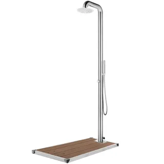 Gartendusche mit Brauner Bodenplatte 230 cm Edelstahl - Braun
