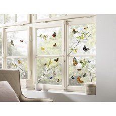 Bild Fenstersticker Cheerful 31 x 31 cm, 2 Bogen | Fensterdeko, Fensterfolie, Schmetterling, Butterfly, Blume, Zweige | 16006